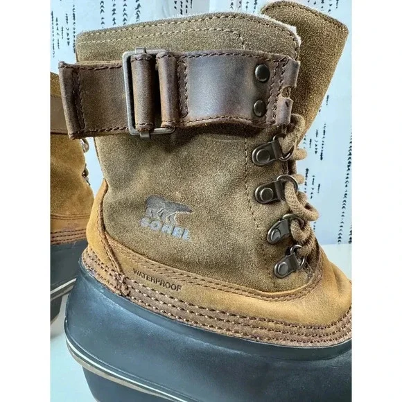 Sorel Women's Brown Leather Fancy Lace II Winter Snow Boots Size 10 Preppy Hike - Picture 9 of 15